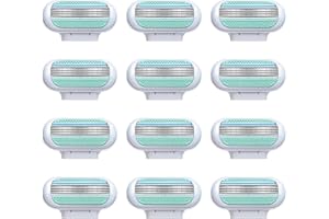 QNENEAM Pack de 12 Recharges De Lames Pour Femme Compatible avec Venus, 3 Lames rasoir en Acier Inoxydable avec Bande Lubrifiante, Remplacement pour Rasoirs Venus, Rasage Précis et Doux