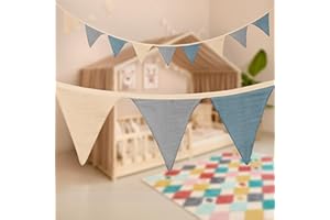 Mooskind Wimpelkette Stoff [in 3 Farben] – Girlande Kinderzimmer aus 100% Bio-Baumwolle – Handmade Wanddeko für Babyzimmer & Hausbett – Wimpelgirlande für Mädchen & Jungen – Musselin Deko