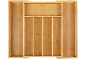 Utoplike Bambusowa taca na sztućce srebrna, przegrody do szuflad na przybory kuchenne, wkładka do szuflady na sztućce, materiały biurowe