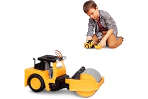Driven by Battat Driven Micro Road Roller with Rotating Roller 19 cm with Lights and Sounds - Toy Car Truck with Functions - Toy from 3 Years, Black