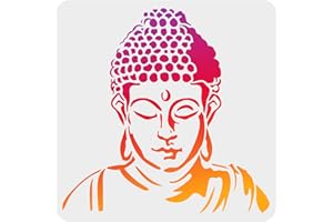 ‎FINGERINSPIRE FINGERINSPIRE Buddha Malschablone 30x30cm Aushöhlen Orientalische Buddha Bastelschablone, Wiederverwendbare Buddha Kopf Schablone Zum Malen An Der Wand, Fotoalbum, Papier, Holzschilder