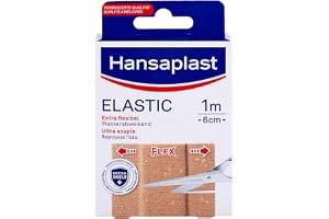 Hansaplast Elastiska plåster (1 m x 6 cm), skärbara sårplåster för leder och många rörliga kroppsdelar, flexibelt förbandsmat