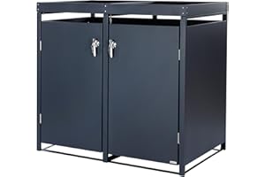 Zelsius Mülltonnenbox 2 Tonnen mit Pflanzdach | (B) 132 x (T) 80 x (H) 124 cm | Anthrazit RAL 7016 | mit Erweiterungsmöglichkeit | Mülltonnenverkleidung, Mülltonnen, Sichtschutz für Tonnen