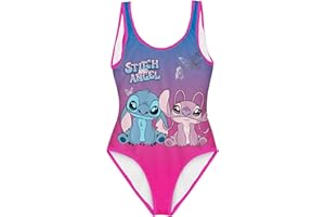Disney Stitch e Angel Costume da Bagno per Ragazze, Costume Intero per Bambina, Taglie 6 ai 10 Anni