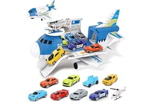 Fiotha Aerei Giocattolo per Bambini, Aeroplani Giocattolo Set, aerei giocattolo, 8 Auto, 1 Aereo,1 Aereo Trasportatore, Race smontare l'aereo dei Giocattoli Camion Giocattolo Ragazzo Ragazze Regalo