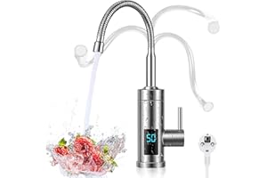 JELLYBIBO Elektrischer Wasserhahn mit Durchlauferhitzer, 220V 3000W Warmwasserhahn Küchenarmatur Smart Heater Wasserboiler für Küche, Garten, Bad, Wohwagen, Camping