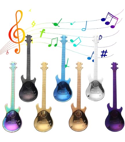 4er-Set Gitarren- & Musiknoten-Kaffeelöffel – Edelstahl, Perfekt Als Musiker-Geschenk