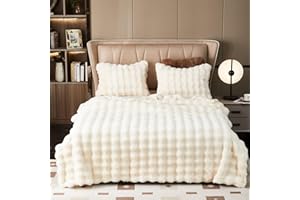 GKXLH Puszysty koc, super miękki, przytulny koc ze sztucznego futra, sztuczne królicze futro, ciepła, miękka narzuta, na łóżko, kanapę, sofę, 180 x 230 cm, biały