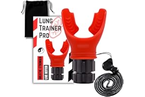 BERCHYL Lung Trainer Pro, Resistance Breathing Exerciser, Adjustable Respiratory Training Device for Athletes & Fitness, Portable & Easy to Clean with Neck Strap & Carry Pouch - Nitro Red