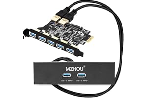 MZHOU PCIE to USB 3.0 7-Port Expansion Card, USB 3.1 GEN1 5Gbps Front Dual USB A-Port Expansion Card for Windows.