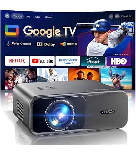 1200 ANSI/Google TV/Netflix Licensed]Smart Projector with WiFi 6