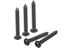 QUARKZMAN 50Pcs 5x40mm Tornillo Autorroscante de Cabeza Alomada Redonda Phillips, Tornillos Autoperforantes de Acero Inoxidable 304, Tornillo para Madera con Rosca Completa, Negro
