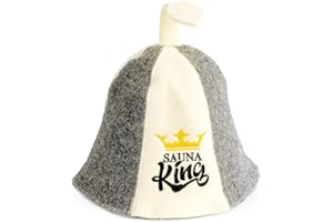 SAUNA GURU Sauna King + Queen Hat - 100% Organic Wool Felt Hats for Russian Banya - Protect Your Head from Heat - English Sauna eBook Guide Included - with Embroidery