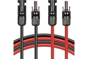 ZLPBAO Câble Solaire 6 mm², Rallonge de Câble Solaire 2 m avec connecteurs MC-4, IP67 Imperméable (-45/0+125°) Câble solaire photovoltaïque pour panneaux solaires et systèmes à énergie 10 AWG
