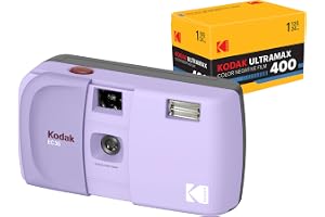 KODAK EC35 35 mm filmkamera, återanvändbar, fokusfri, inbyggd blinkning, glidskydd, nybörjarvänlig (lavendel) bunt med Kodak Ultramax 400/24EXP 35 mm rullfilm