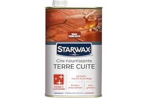 STARWAX - Cire Nourrissante pour Tomettes et Terres Cuites Teinte Brun - Embellit, Nourrit et Protège - Patine à l'Ancienne - Non Glissant - Formule Anti Tache - Fabriqué en France - 1L - 30m²