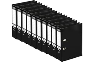 ED 10 x Pukka A4 Glossy 2-Ring Lever Arch File School Work Office 75mm Spine File Organiser (Black)