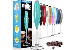 PowerLix Frullino Montalatte Elettrico Cappuccino - Schiumatore Latte con Supporto in Acciaio Inossidabile, 15-20s, Potente 19000rpm, Montalatte Manuale per Latte, Cappuccino, Caffè,Aqu