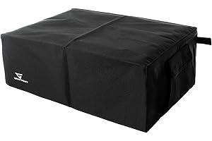 Graptemy Turntable Dust Cover - Waterproof Vinyl Record Player Protector - Foldable with Side Pocket & 2 Finger Pull Tabs- Fits Technics SL1200, SL1210 & Pioneer PLX 1000