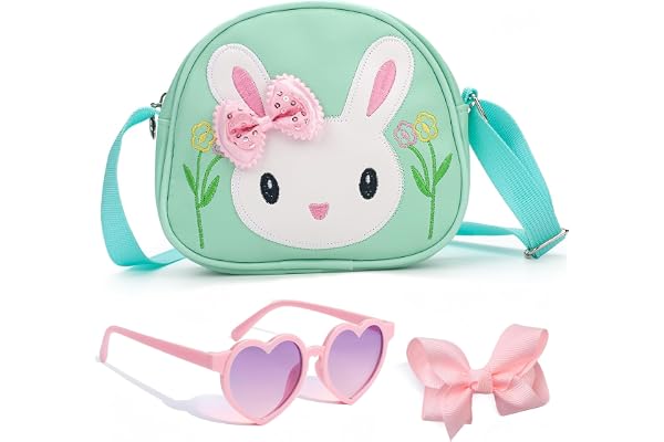 LQTSLFM Sac à Main Lapin, Sac a Main Fille, Mini Sac Messager Lapin, Sacs a Mains Enfant, Sacs à Bandoulière Mignon avec Nœud et Lapin, Cadeaux de Pâques, Cadeaux d'anniversaire pour Enfants