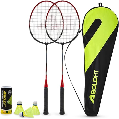 Boldfit Badminton Rackets Aluminium Badminton Racket with Full Cover Bag Standard Shuttle Bat Match Shuttle Bats Lightweight Badminton Shuttle Bat - Blue