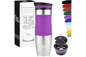 Milu Thermo Mug 370ml 450ml Insulated Mug Coffee Mug to go - 100% Leak Proof - Stainless Steel Drinking Mug - Car Mug Double Wall Insulation - Thermo Mug - Travel Mug - (Purple, 450ml)
