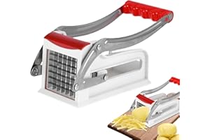 BVIZYELCK Pommesschneider Edelstahl Pommes Frites Schneider Mit 2 Schneideeinsätzen Rutschfester Gemüseschneider Kartoffelpresse -, Gemüse- Und Käsestiftle Für Tomaten, Zucchini, Zwiebeln, Gurken