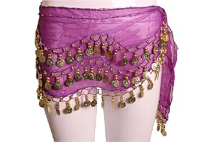 MSZSA 3 Rows Belly Dance Hip Scarf WRAP Belt Dancer Skirt Costume Coins