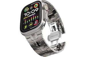 KADES Edelstahl Armband für Apple Watch Armband,Herren Metall Glieder Ersatzarmband für Apple Watch Ultra 2 Armband, Ultra 49mm, Series 10 46mm,9/8/7 45mm, SE/6/5/4 44mm, 3/2/1 42mm,Titan