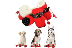YUSHWENPTY Bottes pour Chien, Chaussure Protection Patte Chien Anti Lechage, Botte pour Chiens Neige Antidérapantes, avec Bandes Réfléchissantes Protection des Pattes pour Petit et Moyen Chiens (Rouge-Taille 3)