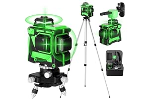 Niveau Laser Vert 3x360°, Weytoll 12 Lignes Laser Auto-nivelant Verticales horizontales avec batterie 4800mAh et trépied