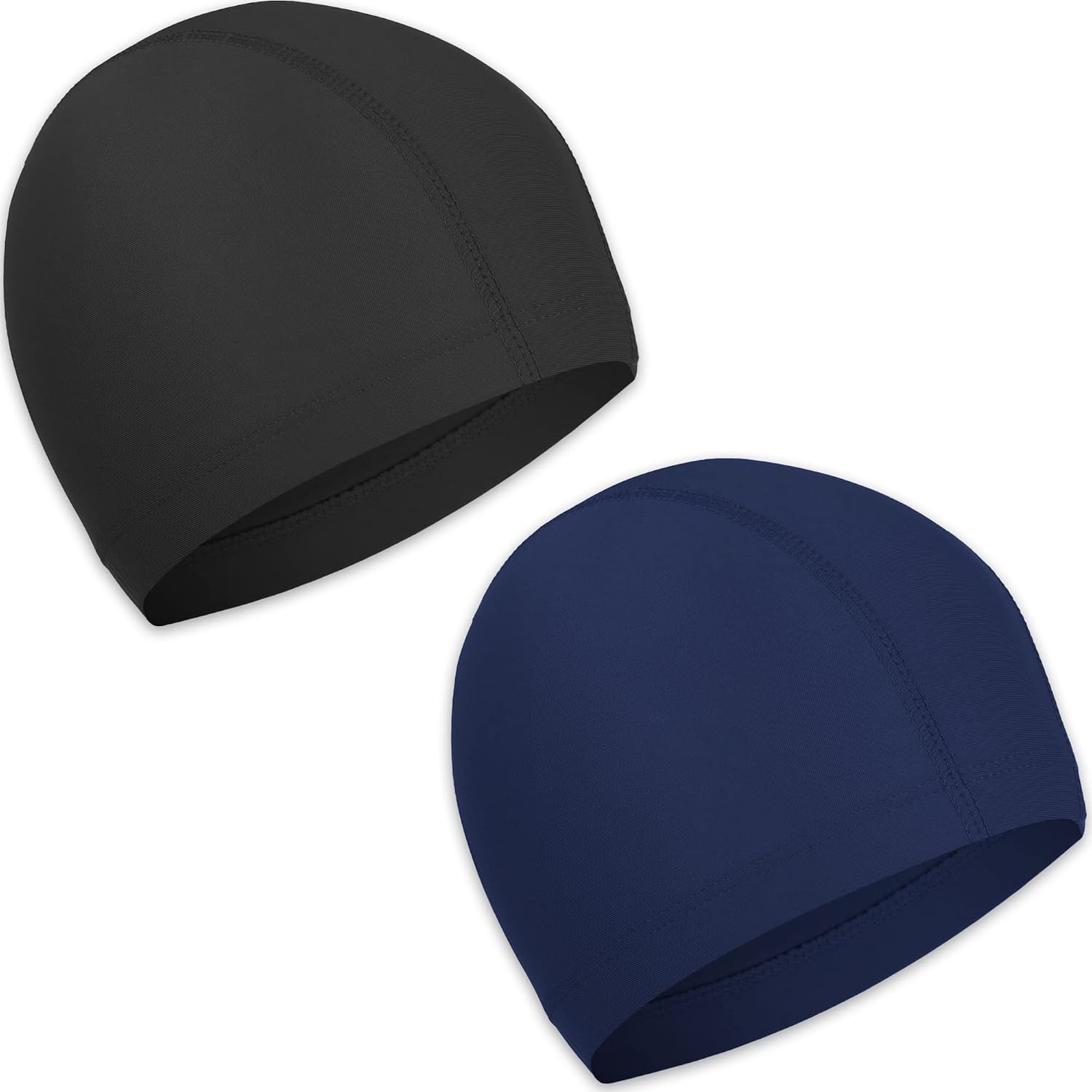 2Pièces Bonnets de Bain, Élastique Bonnets de Natation en Tissu Polyester, Bonnet Piscine Souple pour Enfant Femme Homme