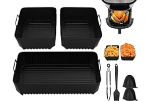 POFIBO Heißluftfritteuse Zubehör für Cosori Dual Blaze TwinFry XXL 10L, Ninja Af500EU 5.2L, 10.4L, Silikonform für Cosori Heißluftfritteuse, Wiederverwendbares & lebensmittelechtes Airfryer Zubehör