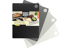 Moritz & Moritz 4X Chopping Boards for Kitchen - 38 x 29 cm - Chopping Boards for Kitchens - Coloured Chopping Boards Set - Anti-Slip Surface for Safe Cutting Grip Opening - Flexible Chopping mats