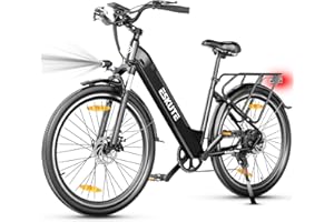 ESKUTE Bicicleta Eléctrica, Polluno Plus 26"/ 28" Bici Electrica, Batería Extraíble de 36V 20Ah, Alcance de 120KM, 7 Velocidades, 250W Motor con Sensor de Par, Bicicletas Electricas Adultos