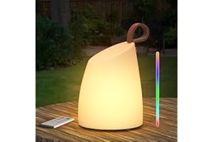 POWERBEAUTY Lampada da tavolo senza fili, luce bianca calda, lampada da tavolo a LED, senza fili, dimmerabile, per esterni, ricaricabile, RGB, portatile, IP44, impermeabile, bar, ristorante,