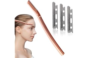 DMKOHI Golarka do brwi, wielokrotnego użytku, dla mężczyzn i kobiet, uniwersalne urządzenie do usuwania owłosienia twarzy z 3 wymiennymi ostrzami, golarka do twarzy do brwi i puchu brzoskwiniowego (różowe