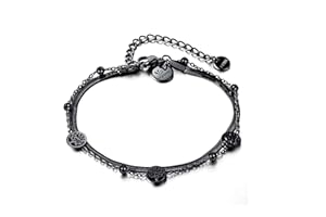 VICKWOOD Lebensbaum Fußkettchen für Damen bis 30cm Edelstahl - Armband Gold/Armband Damen Schwarz/Rosegold/Silver - Fussketten für Frauen Gold - Fußkette Damen Armbänder - Schmuck für Frau