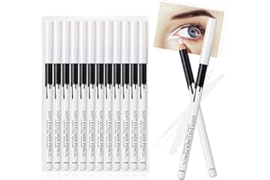 12PCS Erinde Delineador de ojos Blanco Soft Highlighter Eye Liner Pencil, Lying Eye Brightener Stick, Eyeshadow Pencil Impermeable Hipoalergénico, White Lapiz de ojos Lápices de maquillaje
