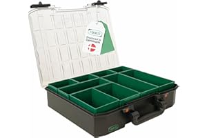 raaco CarryLite 80 4x8-9: Premium Scatola Porta Minuteria per Officina, 9 Scomparti, Cassetta Porta Minuteria, Capacità di Carico 10 kg, Coperchio Trasparente, 27,8 x 33,7 x 7,9 cm