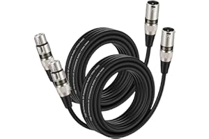 EBXYA - 2 paquetes de cables de conexión XLR para micrófono, de 6 m equilibrados macho a hembra para mezclador de micrófono principal, estudio de grabación