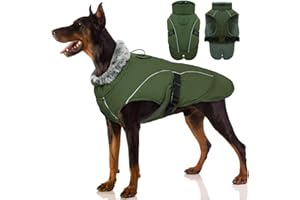 Armeegrüner Wasserdichter und Winddichter Hundemantel für Große Hunde - Gefütterte Winterjacke, XL