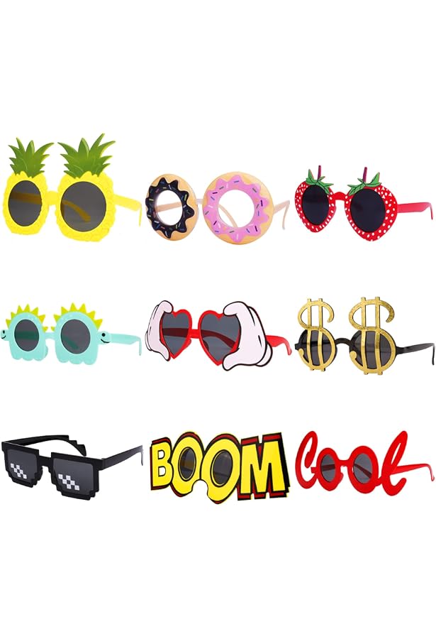 Lot De 9 Paires De Lunettes De Soleil Hawaïennes Fun - Pour Fête, Plage, Photos, Enfants Et Adultes