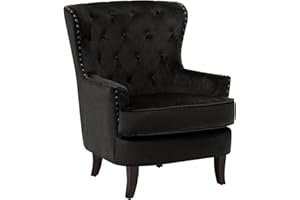 BELIANI Klassischer Sessel Samtstoff Ohrensessel Chesterfield Style Schwarz Viborg II
