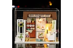 DIY Miniatur Puppenhaus Kit 1:24 Realistisches Mini 3D Holz Mini Puppenhaus-Zimmer mit Möbeln, LED Leuchten,Weihnachts Dekoration, Geburtstags Geschenk für Kinder, Jugendliche, Erwachsene (Warm Cabin)