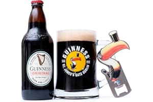 BEAMS INTERNATIONAL Guinness Gifts for Men, Beer Gift Set - Official Guinness Extra Stout 500ml, Tankard Glass & Toucan Bottle Opener - Alcohol Gift Sets for Men, Boyfriend, Dad Gifts, Birthday, Stocking, Christmas