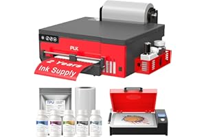 PLK DTF Printer A4【2-Year Supply】 Roll Feeder,𝑼𝒑𝒈𝒓𝒂𝒕𝒆𝒅 𝑳8058 DTF Transfer Printer with White Ink Stirring System,100% Transfer Efficiency for DIY Printing with Oven Bundle