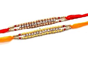 INDIABIGSHOP Set of Two Rakhi, 14 Stone Rakhi Thread, Raksha bandhan Gift for Your Brother Vary Color and Multi Design