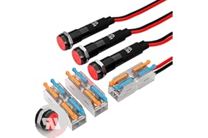 ‎FILN FILN 3 stücke 8mm (5/16 ") 12V LED kontrollleuchte wasserdichte pilot signallampe Meldeleuchte metalltafelleuchten(Schwarz eloxiert,rot3stück)