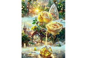 CEOVR Diamond Painting Kits Adult,Diamond Art Painting Kits for Beginner,Mosaic Diamond Painting Art by Numbers,Sparky Diamond Painting Full Set for Home Decorate,Gift for Friends (Gold Rose)